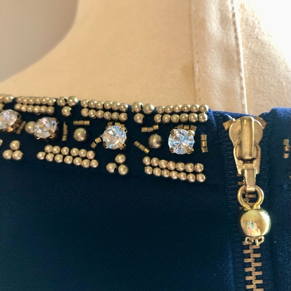 LILLY PULITZER Bronte Embellished Keyhole Crepe Shift Dress Navy/Gold Sz 2 - Picture 10 of 15